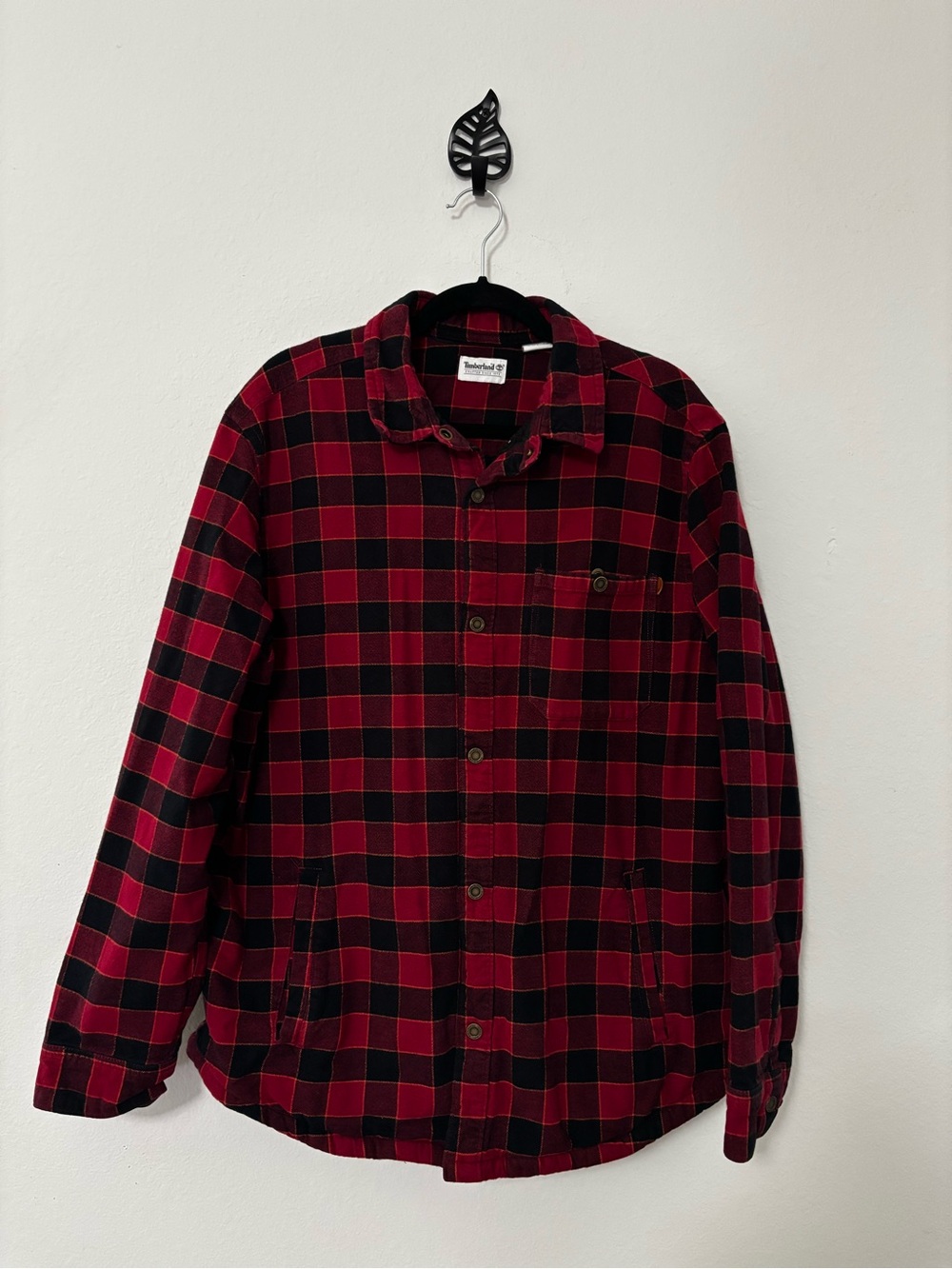 Timberland Lined Flannel Shirt Jacket Red Black Plaid 🔴⚫